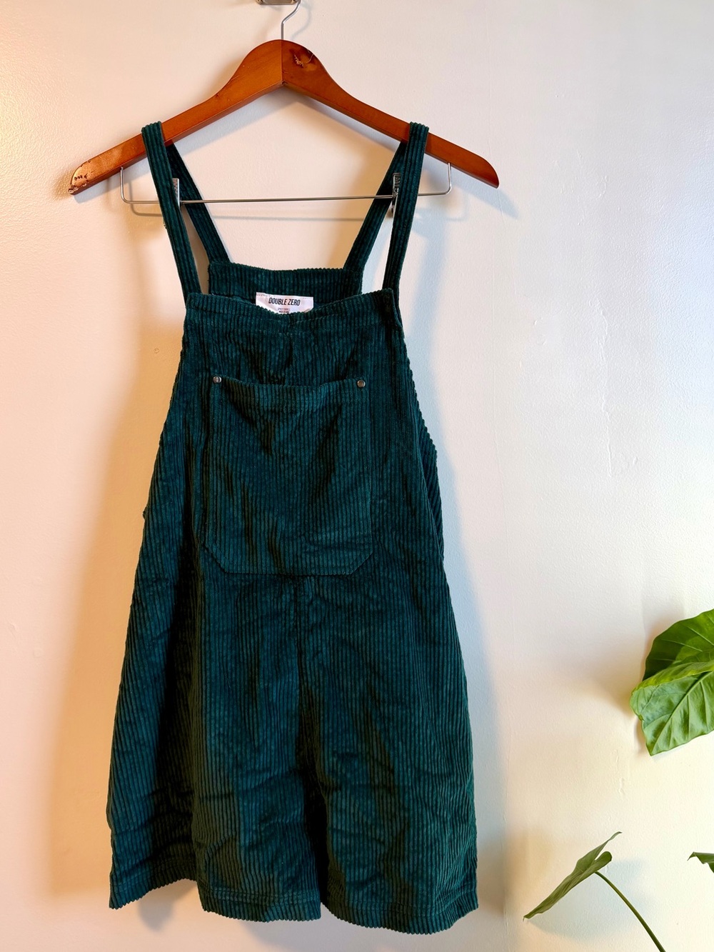 Corduroy overalls shorts Pinafore Jumpsuit in Deep Green Small
